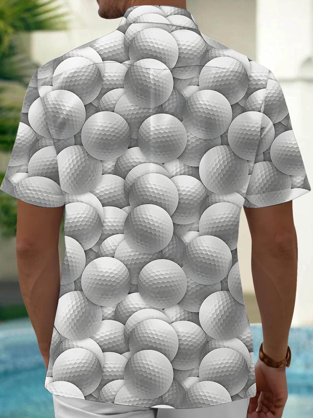 Golf Print Men's Pocket Short Sleeve Shirts