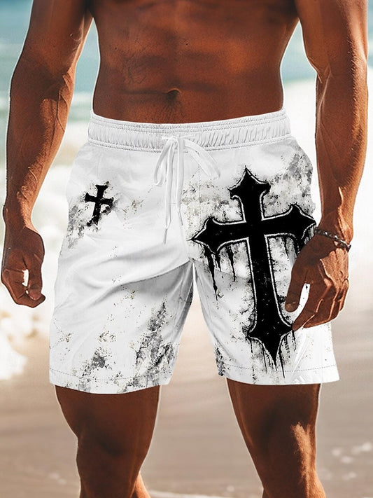 Cross Print Men's Print Pocket Shorts