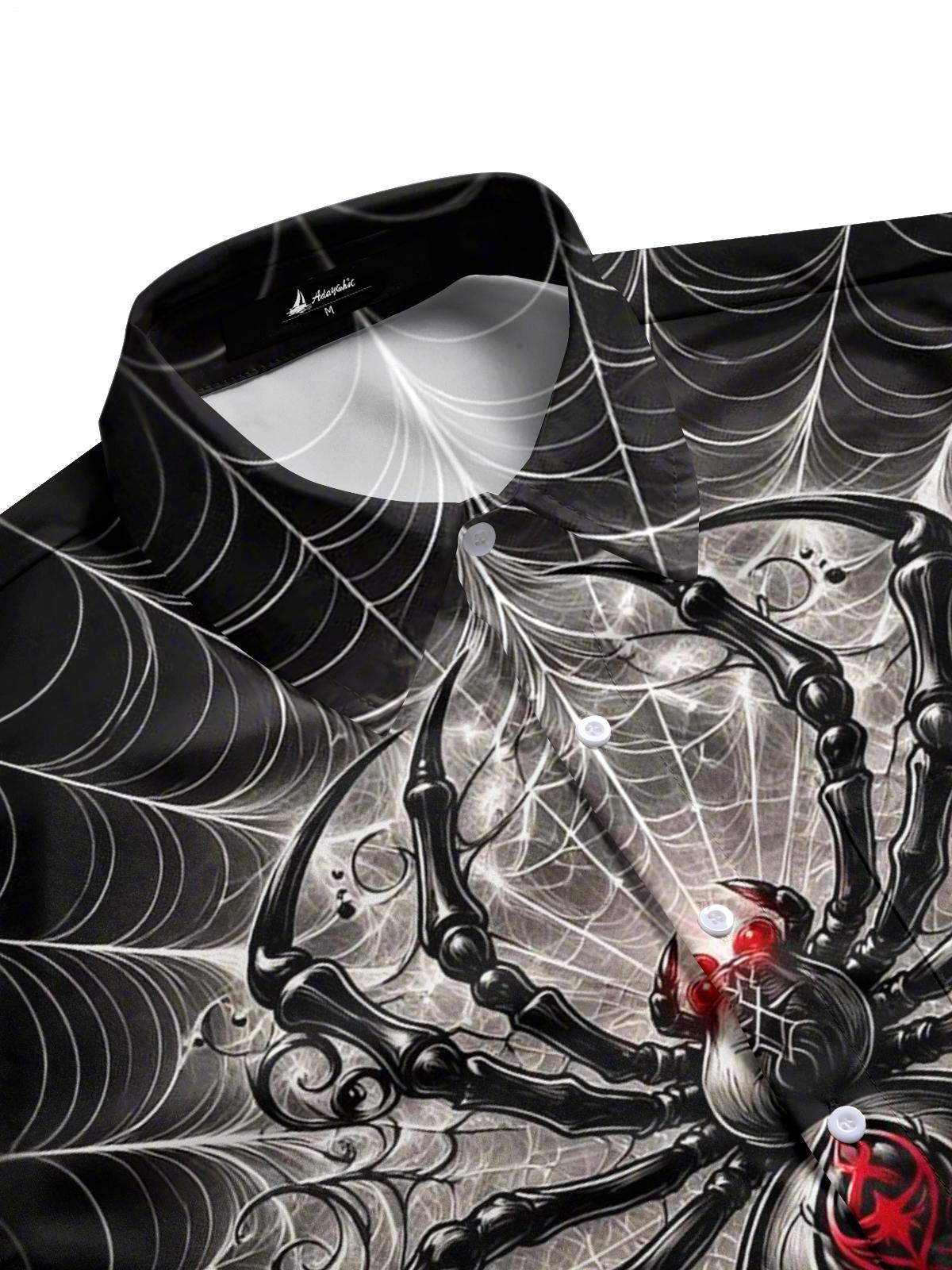 Spider Print Men's Pocket Short Sleeve Shirts