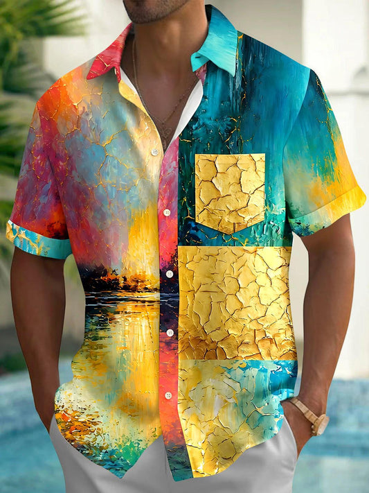 Tie Dye Men's Pocket Short Sleeve Shirts