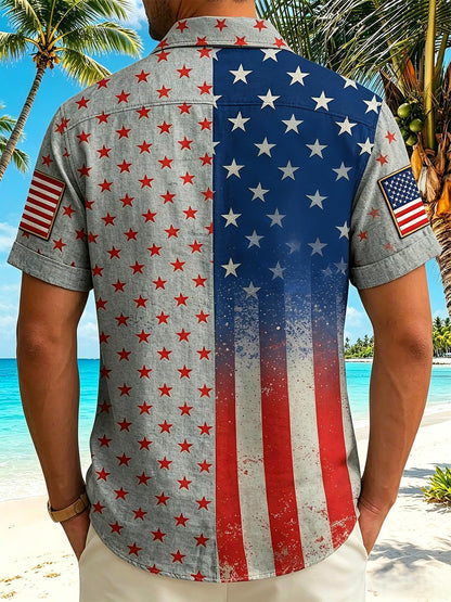 Vintage USA 250th Anniversary Eagle Shield Men's Pocket Short Sleeve Shirts