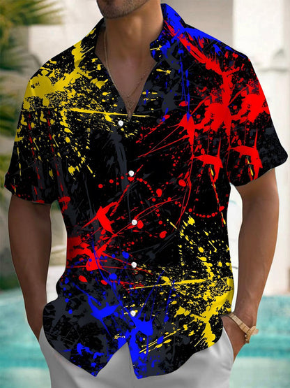 Abstract Gradient Print Men's Pocket Short Sleeve Shirts