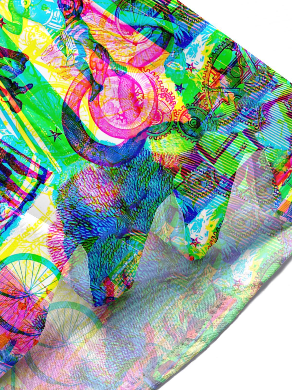 Abstract Art Print Men's Pocket Short Sleeve Shirts