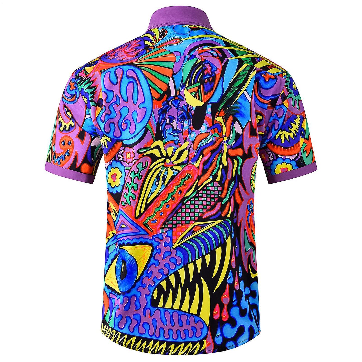 Mens Hawaiian Shirt Abstract Art Print Short Sleeve Button Down Tropical Shirts Summer Beach Tops for Travel Vacation welcoming