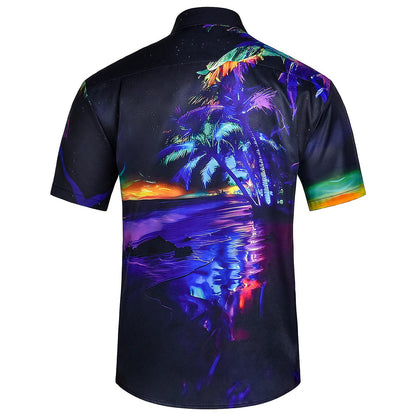 Men Beach Shirts Tree Hawaiian Button Up Summer Casual Shirts Loose Fit Vacation Clothes for Beach Vacation Dating liberal