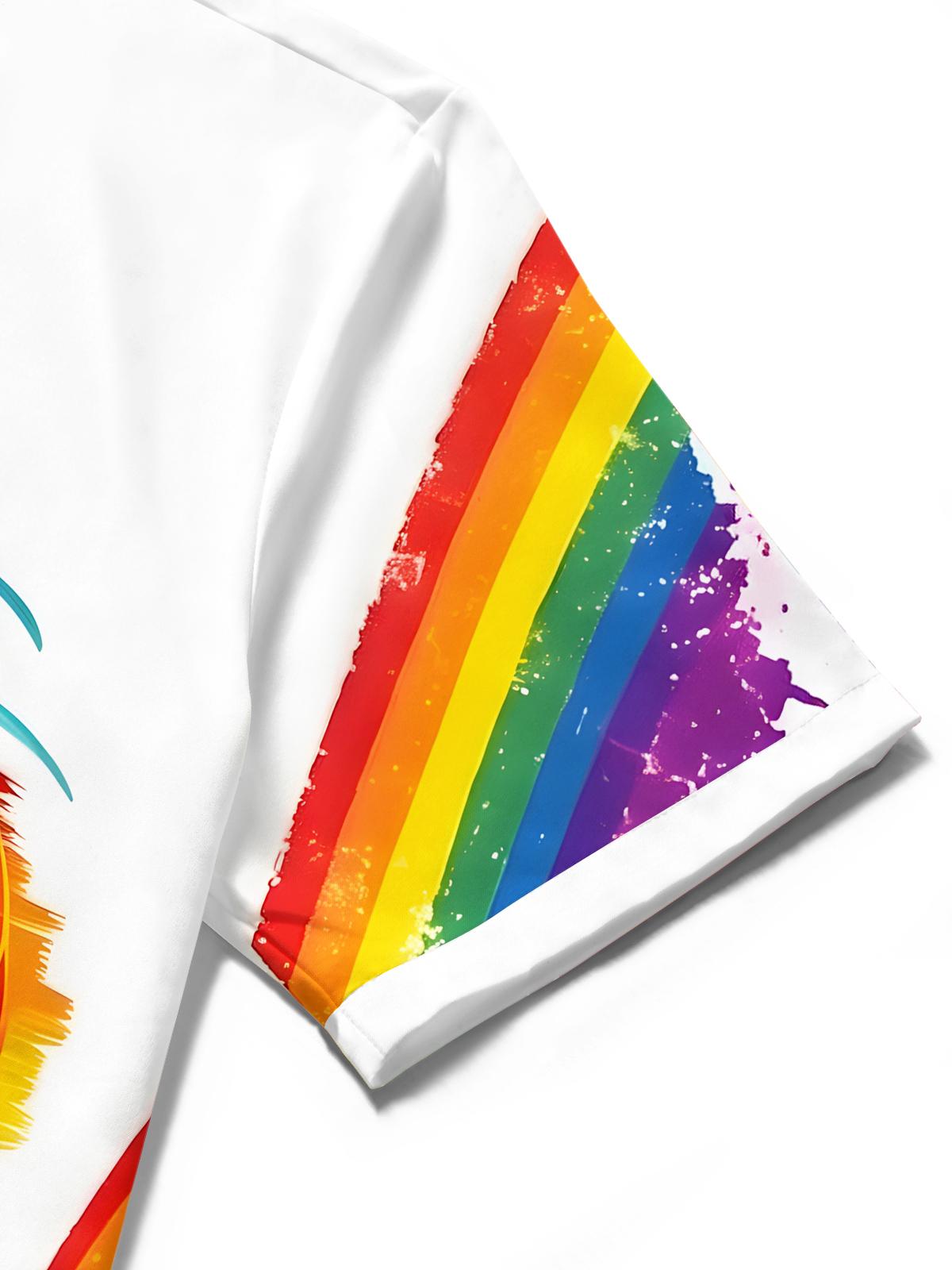 Pride Month Colorful Dragon Men's Pocket Short Sleeve Shirts