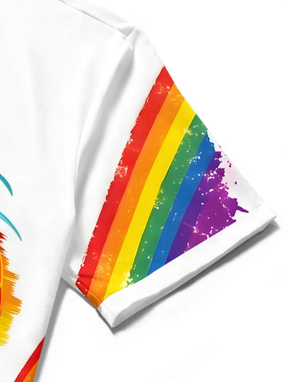 Pride Month Colorful Dragon Men's Pocket Short Sleeve Shirts