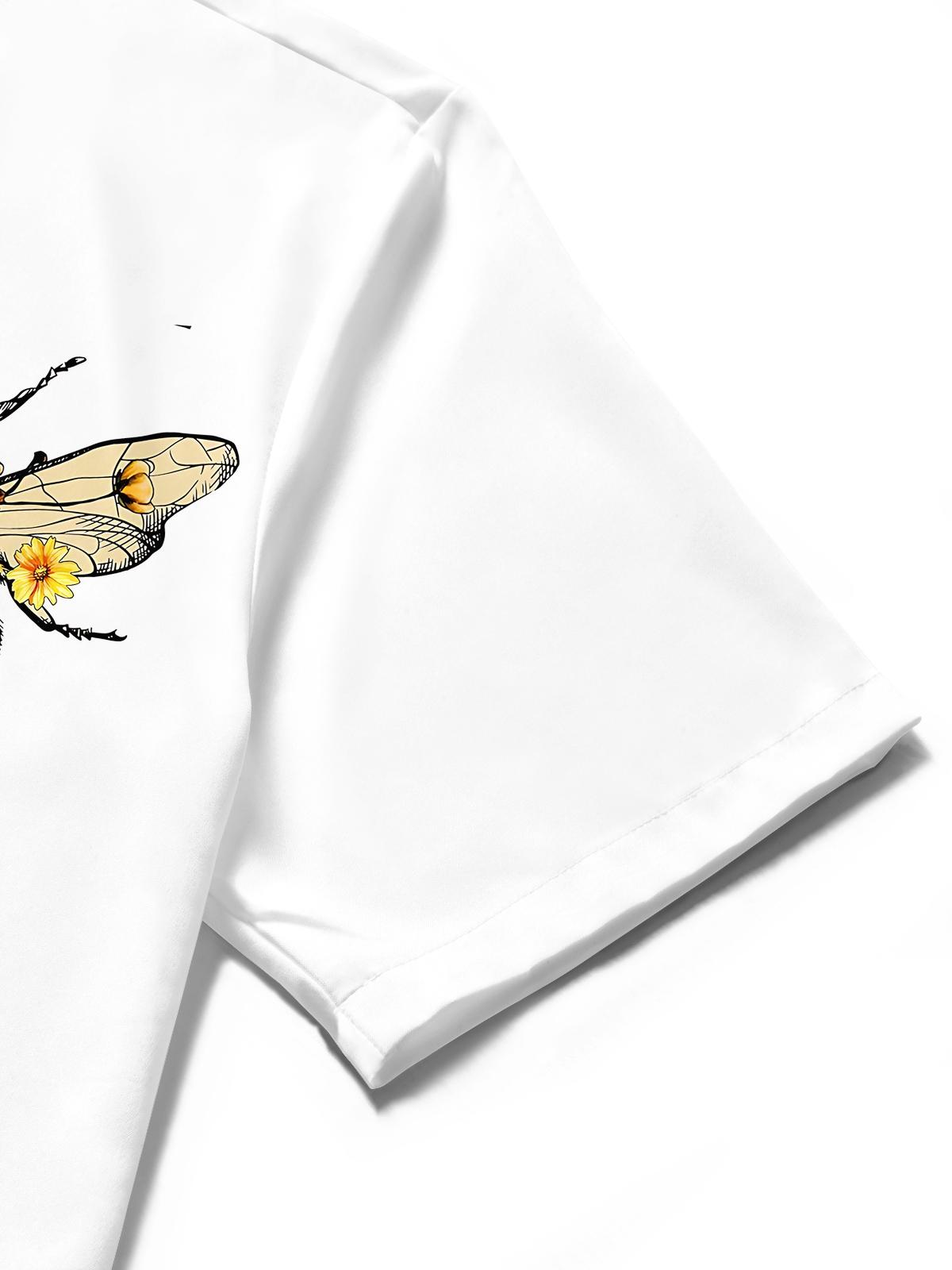 Bee Print Men's Pocket Short Sleeve Shirts