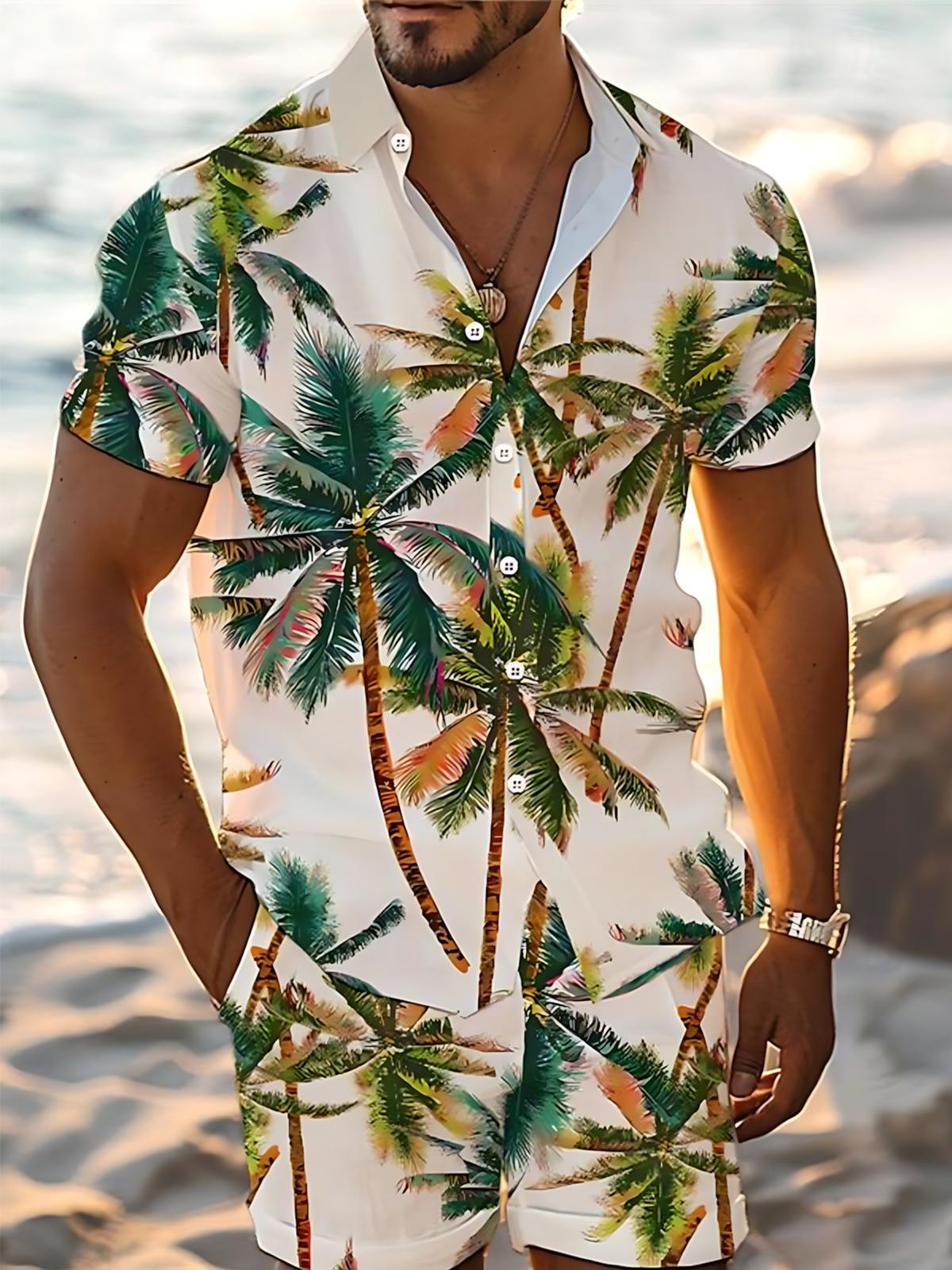 Hawaiian Palm Tree Print Men's Print Pocket Shorts