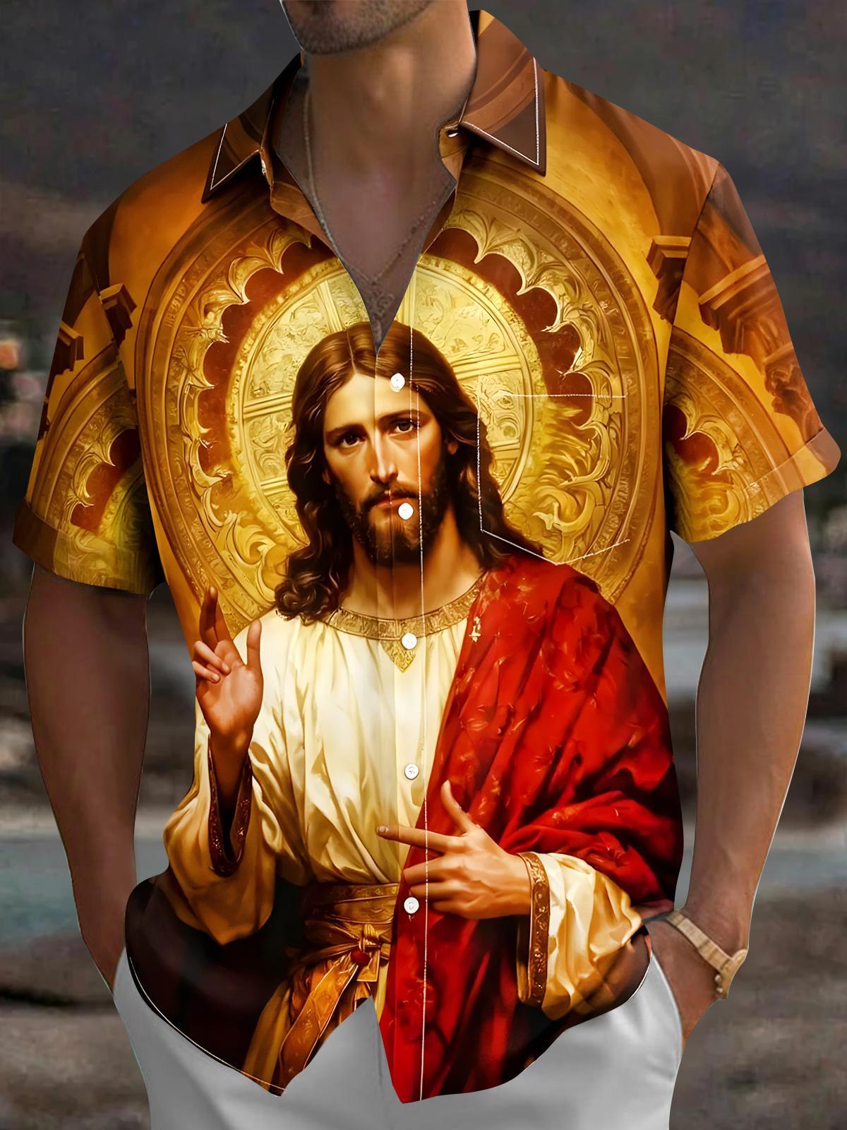 Jesus Men's Pocket Short Sleeve Shirts