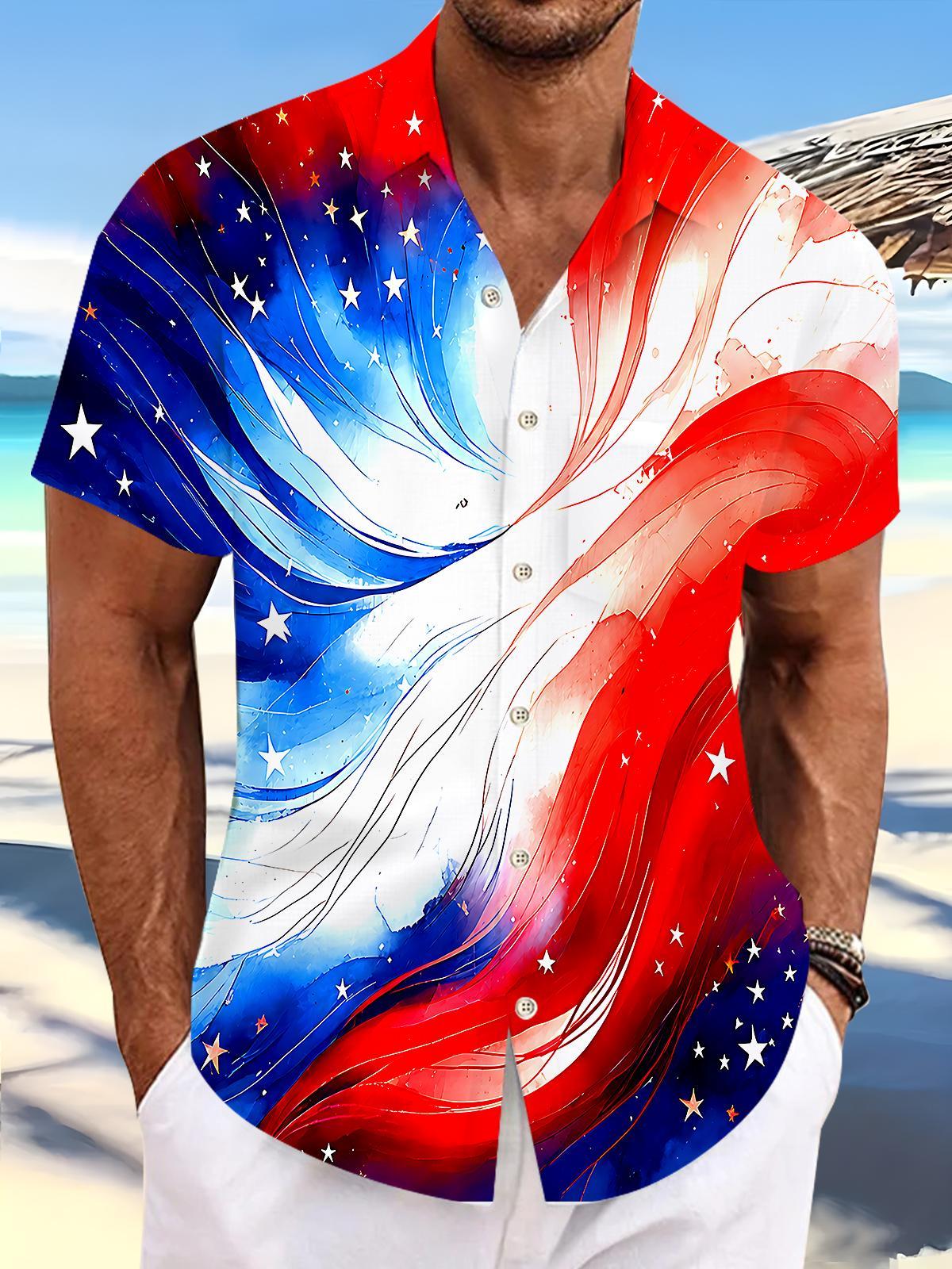 Abstract Men's Pocket Short Sleeve Shirts