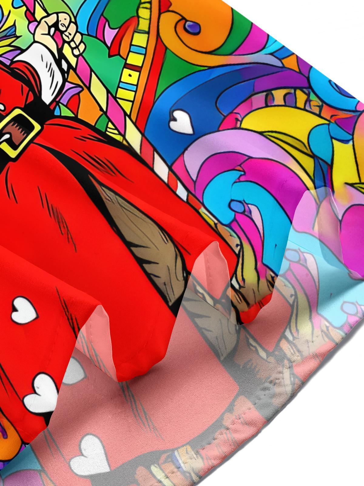 July Christmas Print Men's Pocket Short Sleeve Shirts