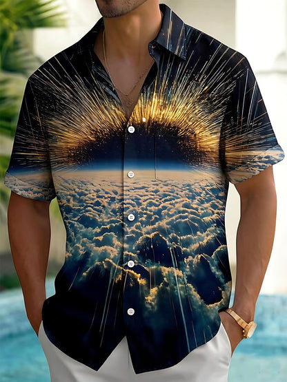 Dark Starlight Cloudscape Men's Pocket Short Sleeve Shirts