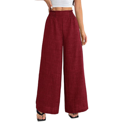 Womens Wide Leg Pants Elastic Waist Summer Lounge Pants Flowy Straight Leg Trousers for Travel Dating Leisure dependable