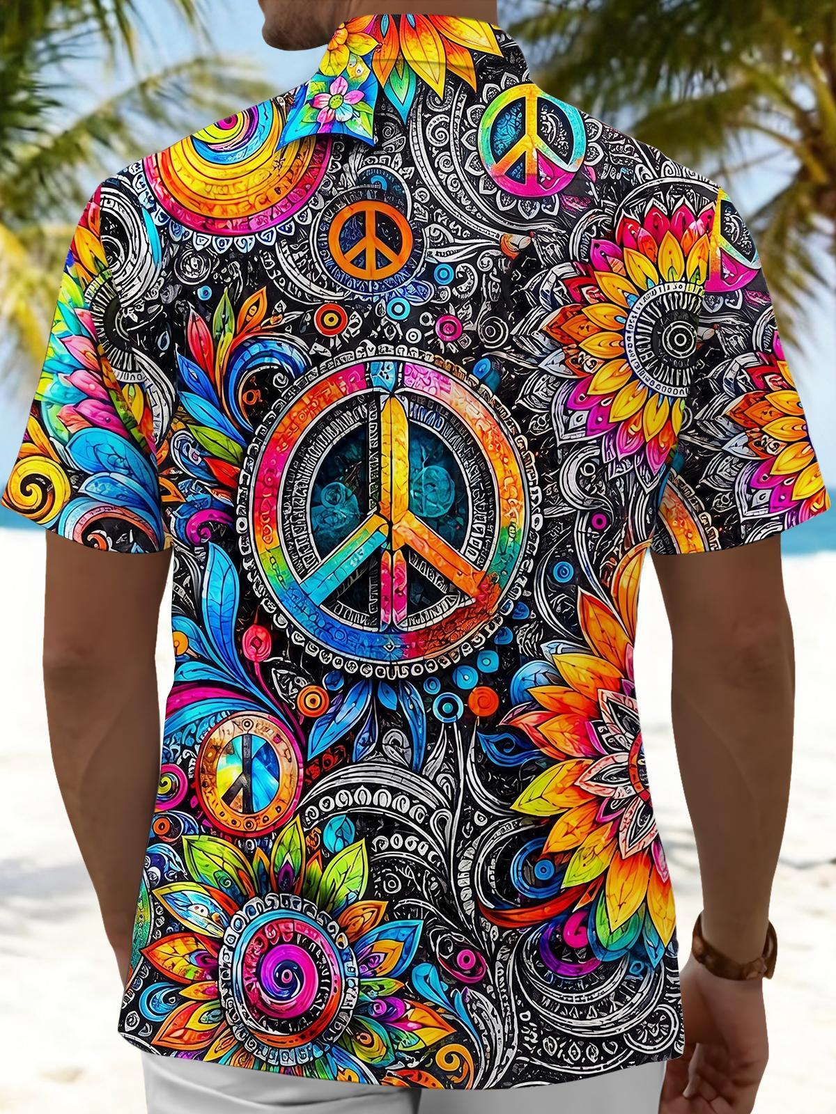 Hippie Bohemian Peace Mandala Men's Pocket Short Sleeve Shirts