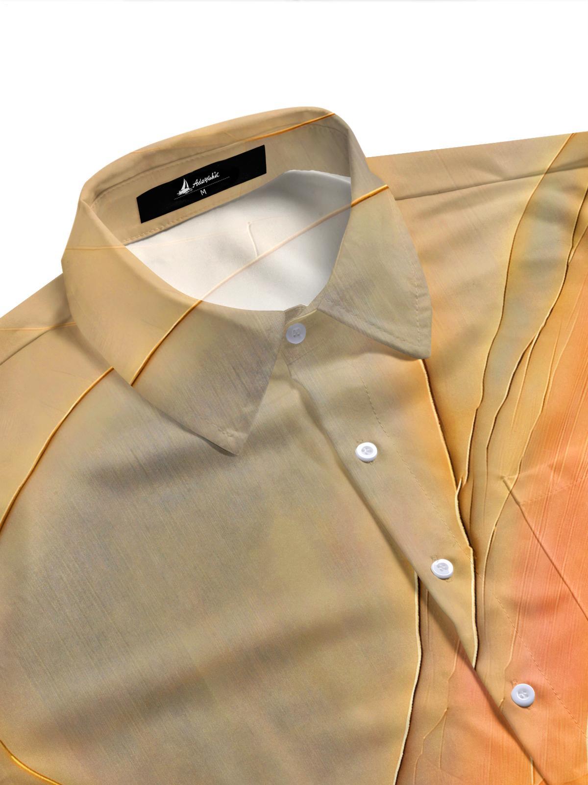 Golden Beach Sunset Abstract Art Men's Pocket Short Sleeve Shirts