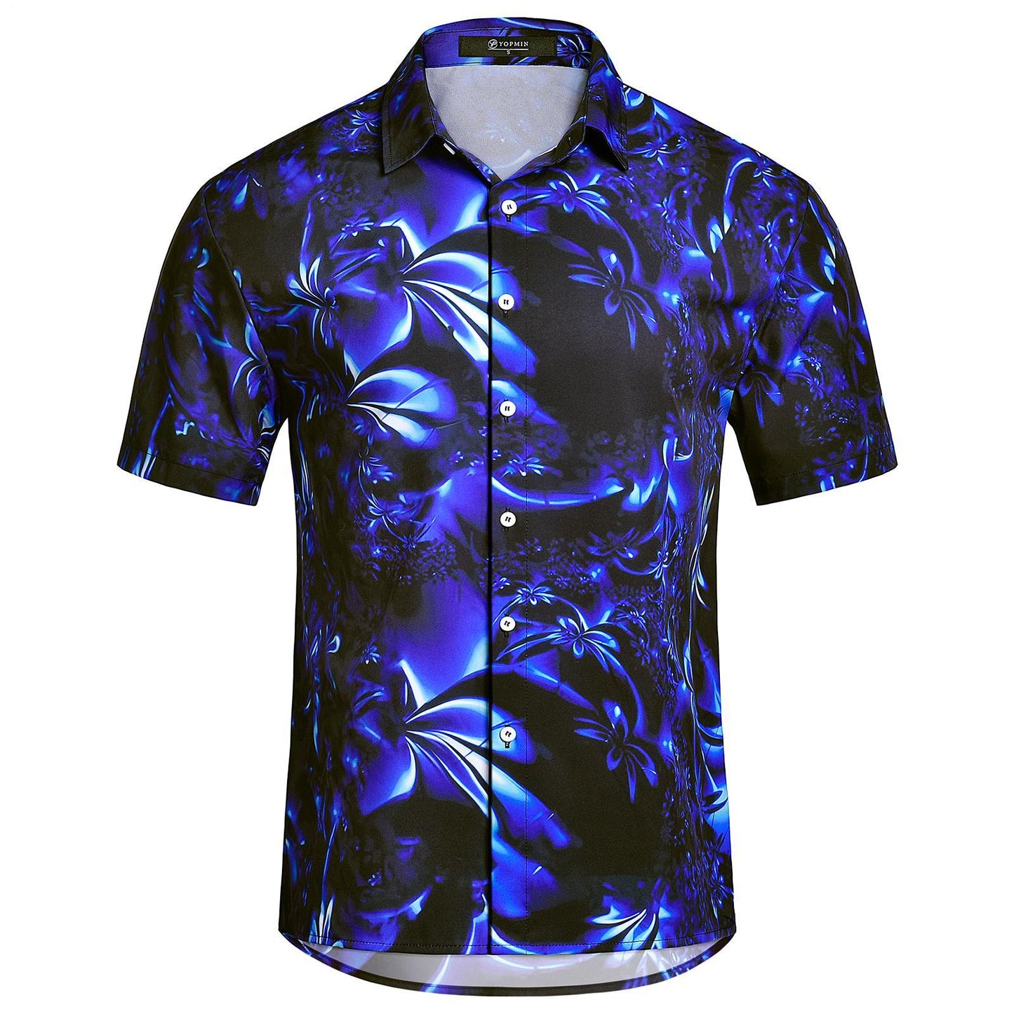 Flower Shirt Men Gradient Floral Trendy Button Down Shirts Short Sleeve Holiday Beach Tops for Travel Beach Vacation intelligent