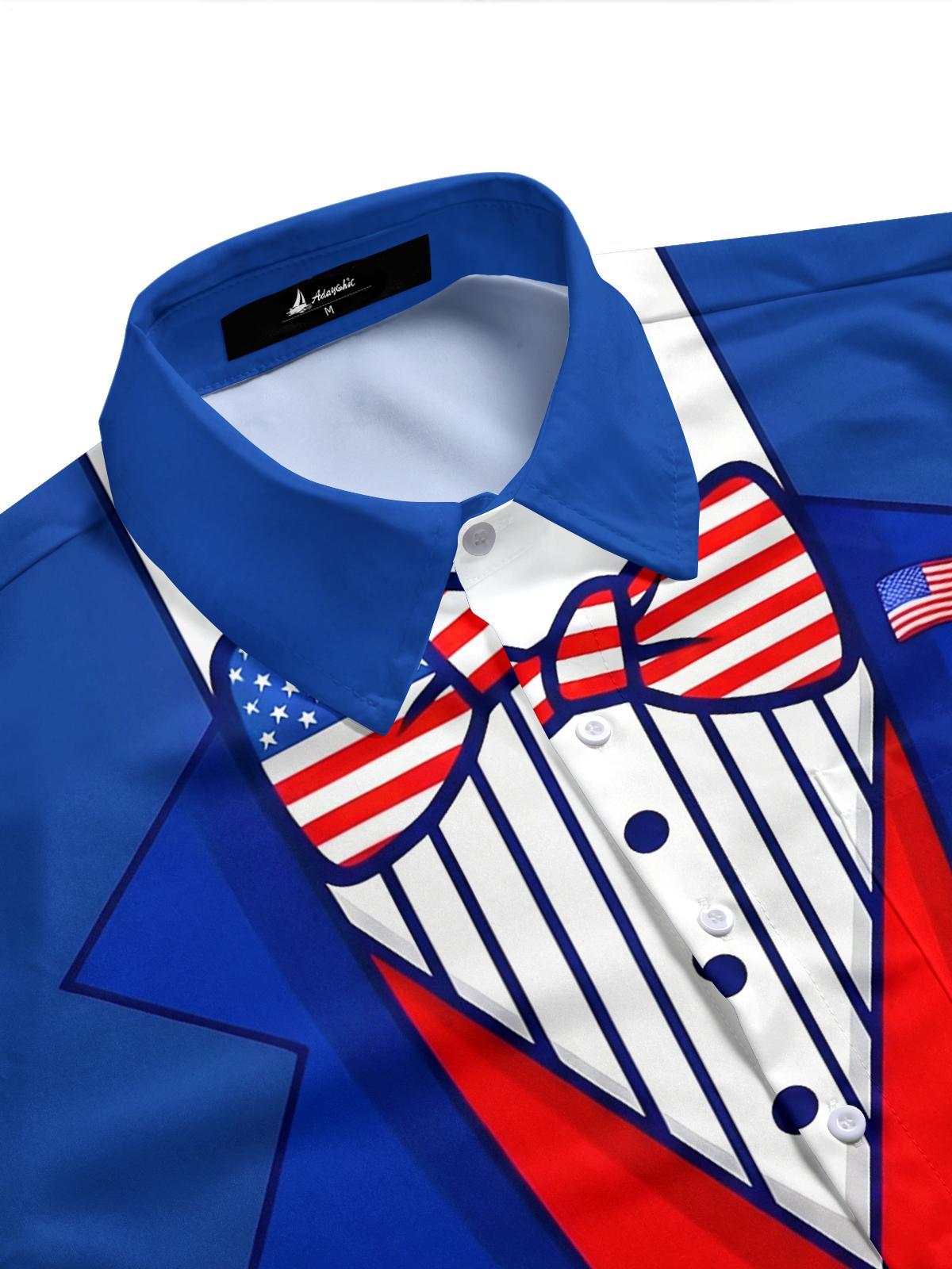 American Flag Cosplay Men's Pocket Short Sleeve Shirts