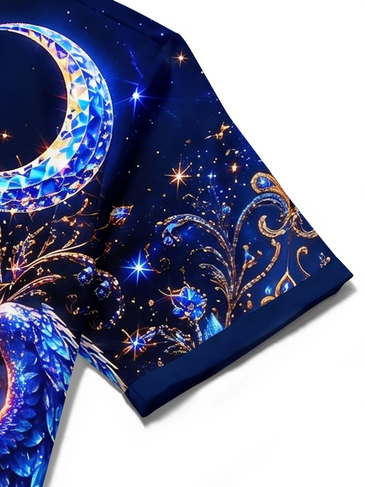 Jesus Cross Religious Starry Sky Men's Pocket Short Sleeve Shirts