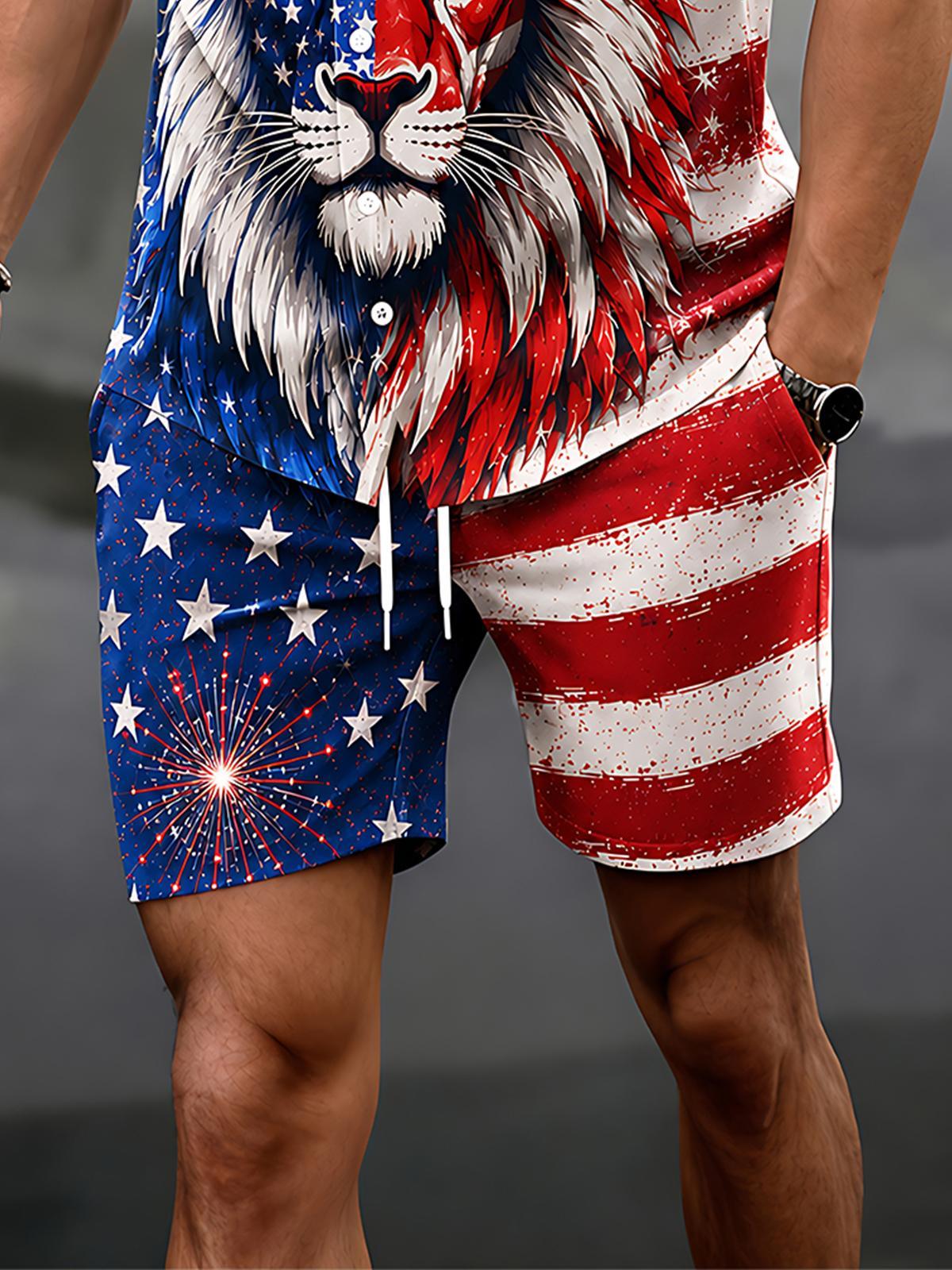 Independence Day American Flag Men's Print Pocket Shorts