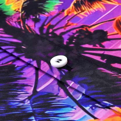Mens Hawaiian Shirts Palm Tree Sunset Casual Shirts Short Sleeve Beach Vacation Clothes for Travel Vacation Daily Wear agreeable