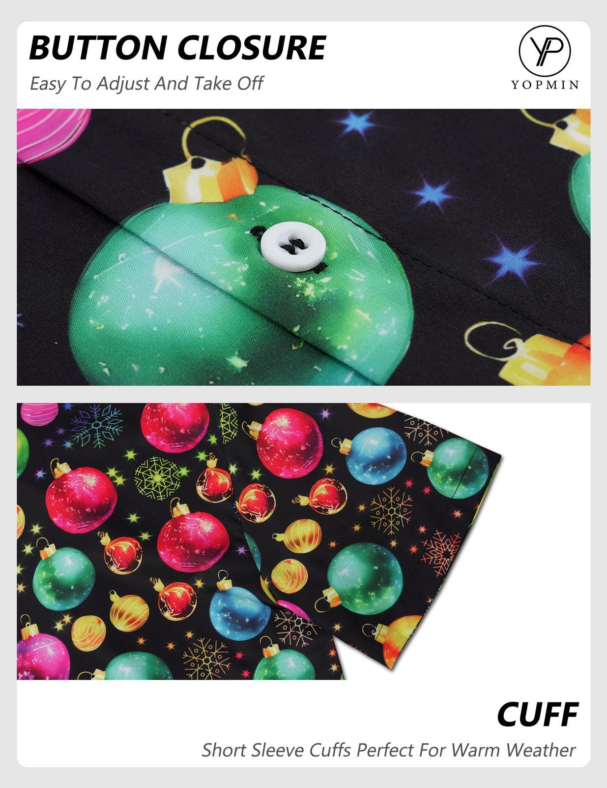 Christmas Hawaiian Shirts for Men Christmas Ball Funny Fashion Holiday Shirt Loose Fit Casual Clothes for Daily Wear well-liked