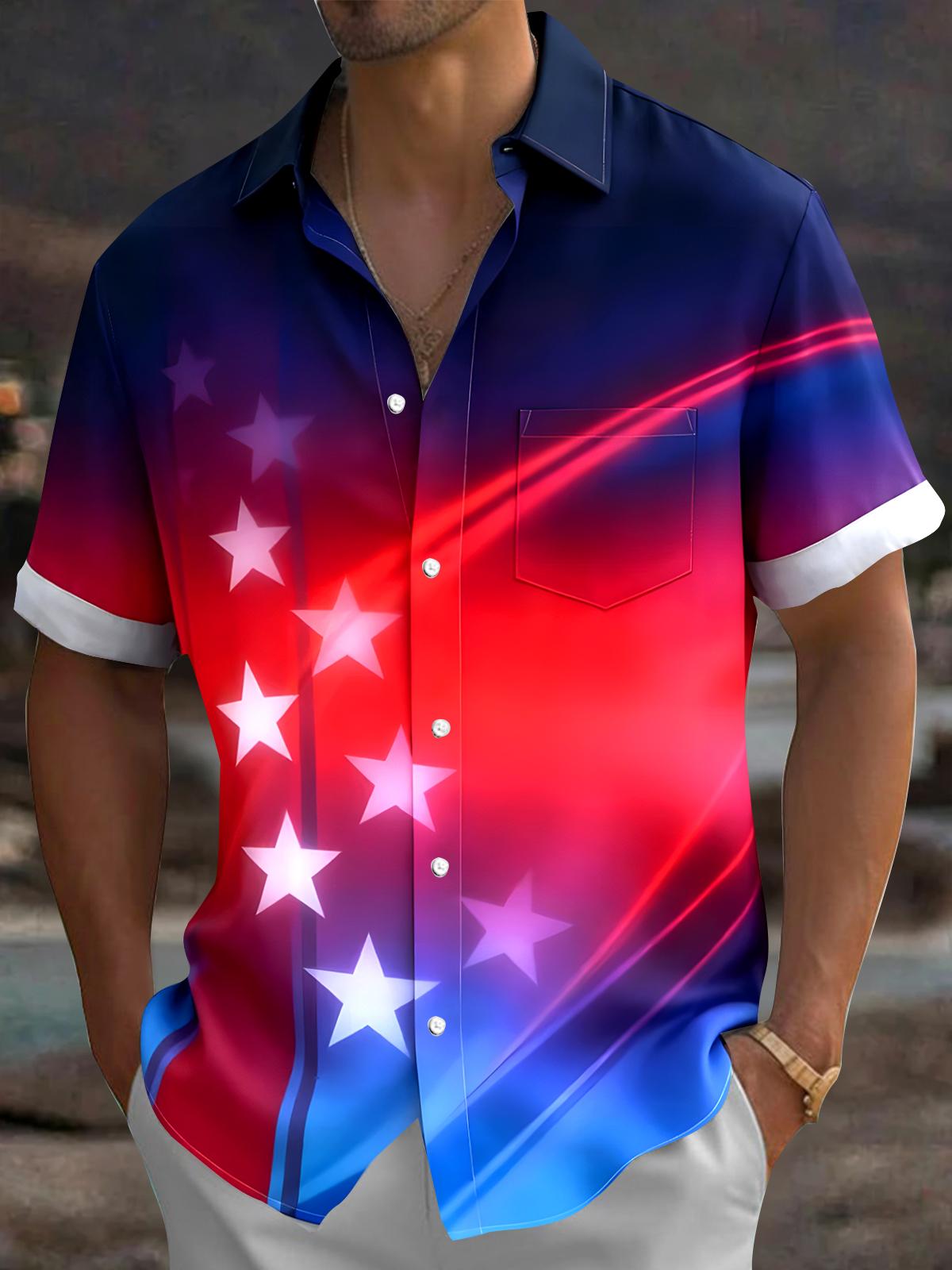 American Flag Men's Pocket Short Sleeve Shirts