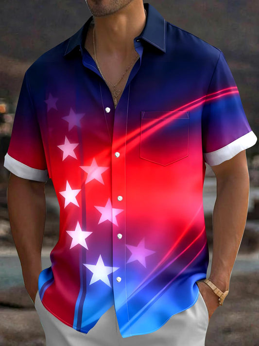 American Flag Men's Pocket Short Sleeve Shirts