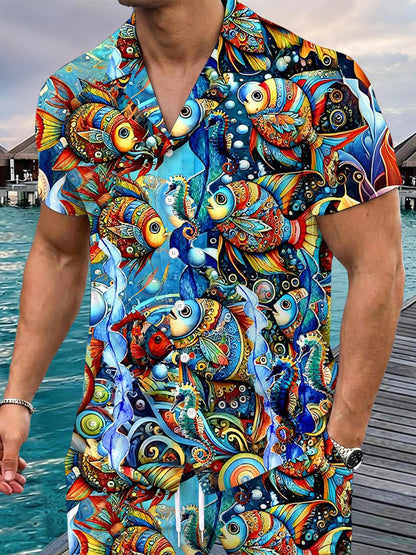 Hawaiian Fish Men's Pocket Short Sleeve Shirts