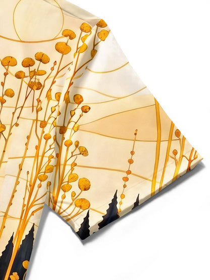 Abstract Art Gold Sun Men's Pocket Short Sleeve Shirts