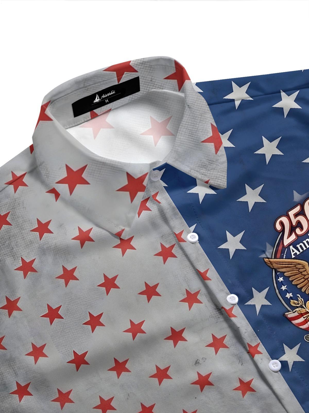 Vintage USA 250th Anniversary Eagle Shield Men's Pocket Short Sleeve Shirts