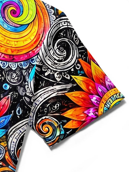Hippie Bohemian Peace Mandala Men's Pocket Short Sleeve Shirts