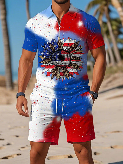 Independence Day Gradient Print Men's Print Pocket Shorts