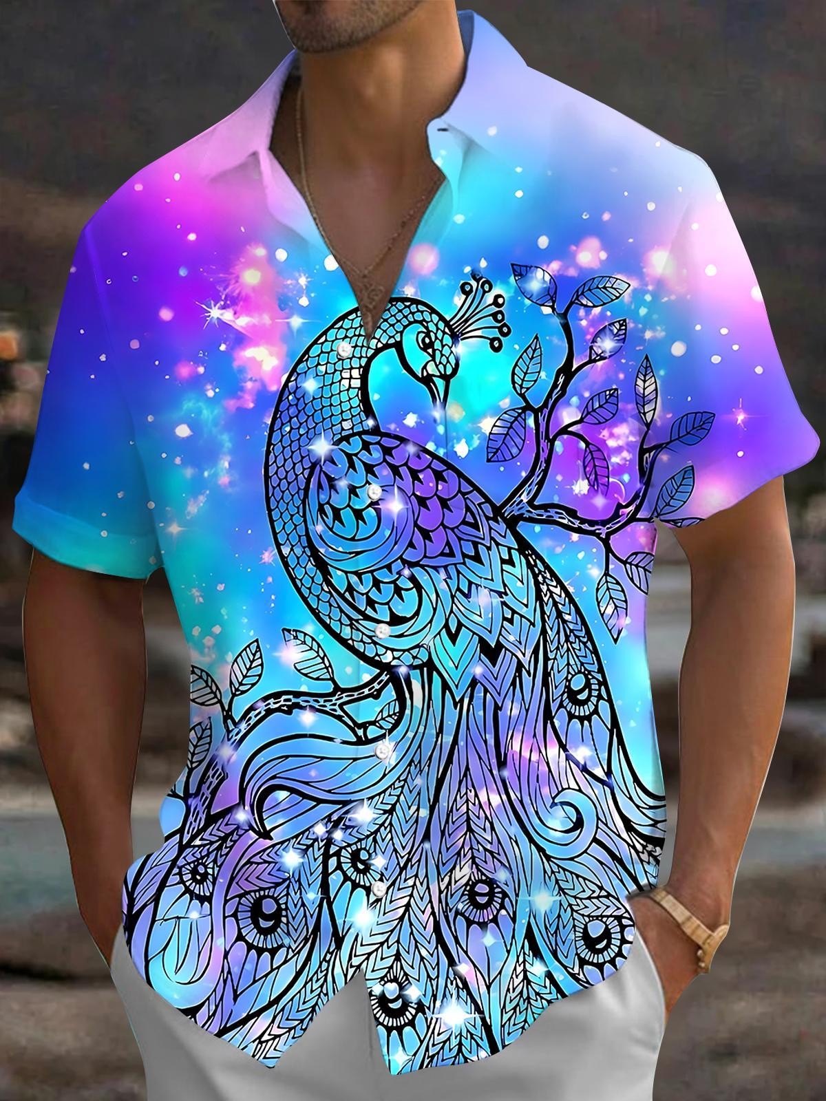 Peacock Men's Pocket Short Sleeve Shirts