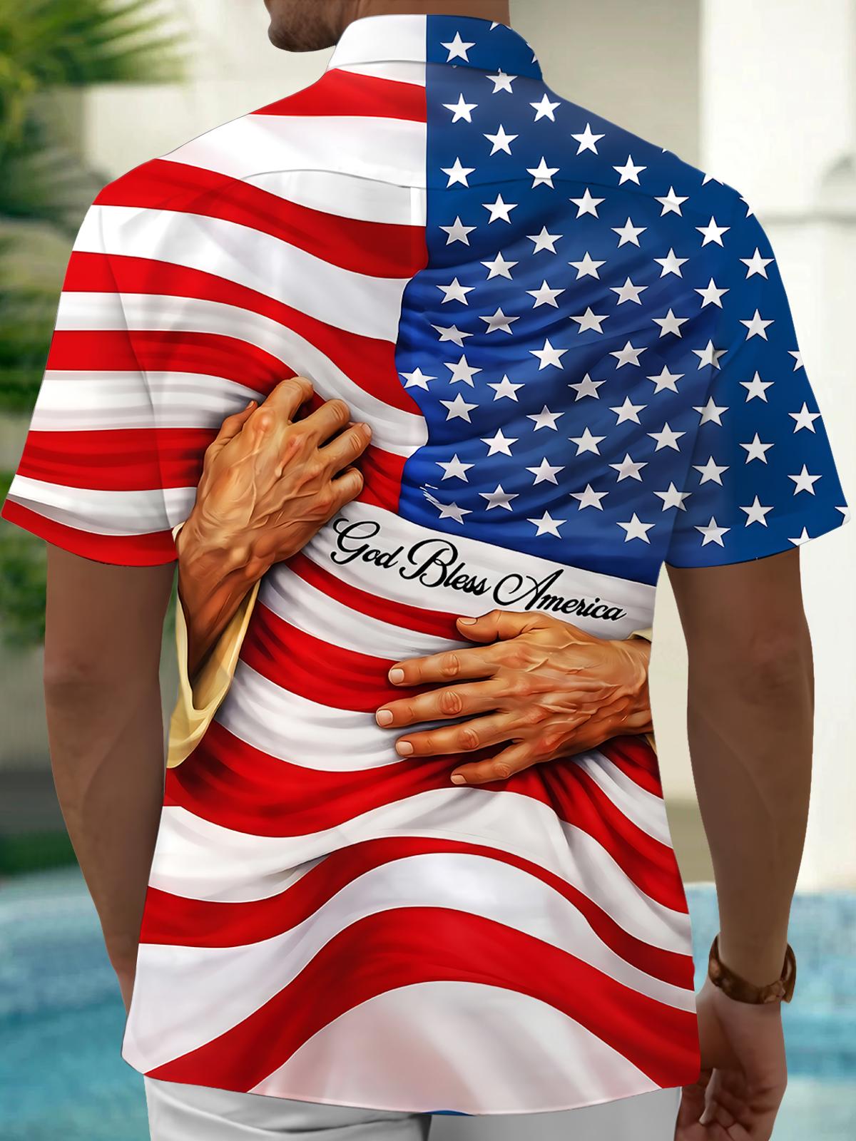 Independence God Hug Men's Pocket Short Sleeve Shirts