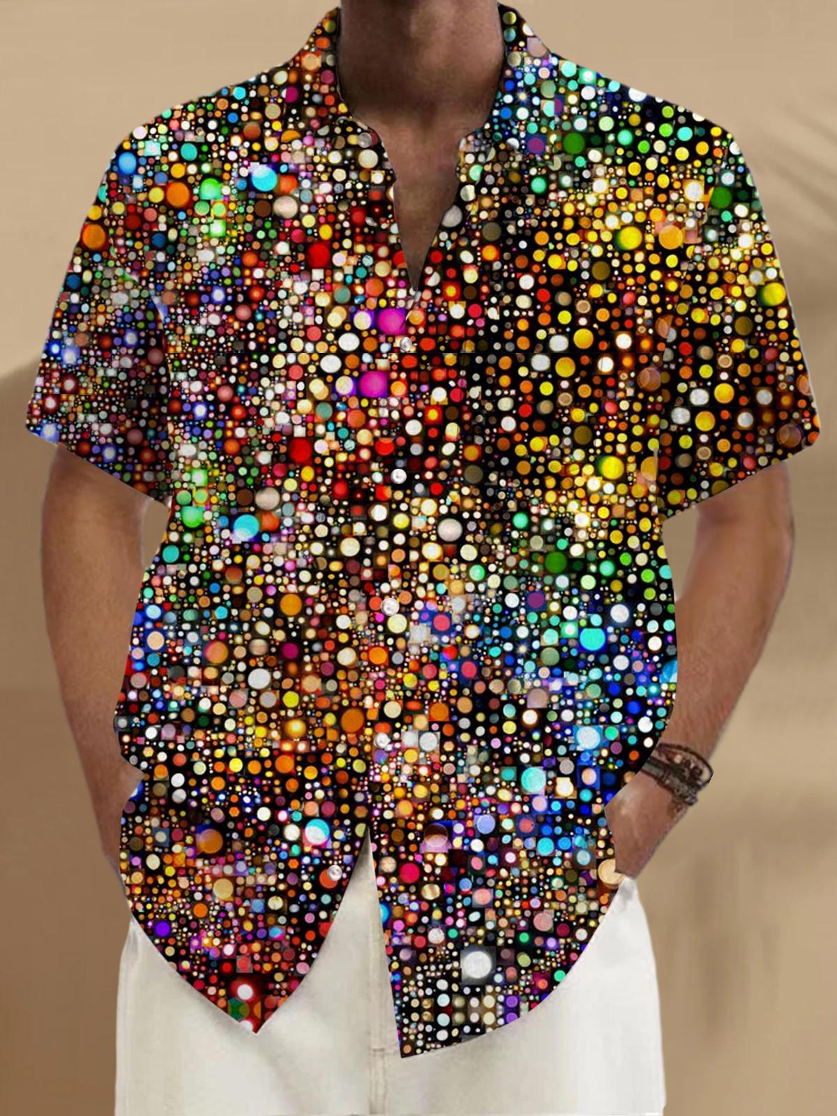 Geometry Short Sleeve Men's Shirts With Pocket