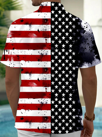 1776 American Flag Men's Pocket Short Sleeve Shirts