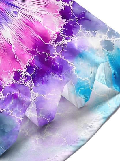 Abstract Tie-Dye Burst Radial Pattern Men's Pocket Short Sleeve Shirts