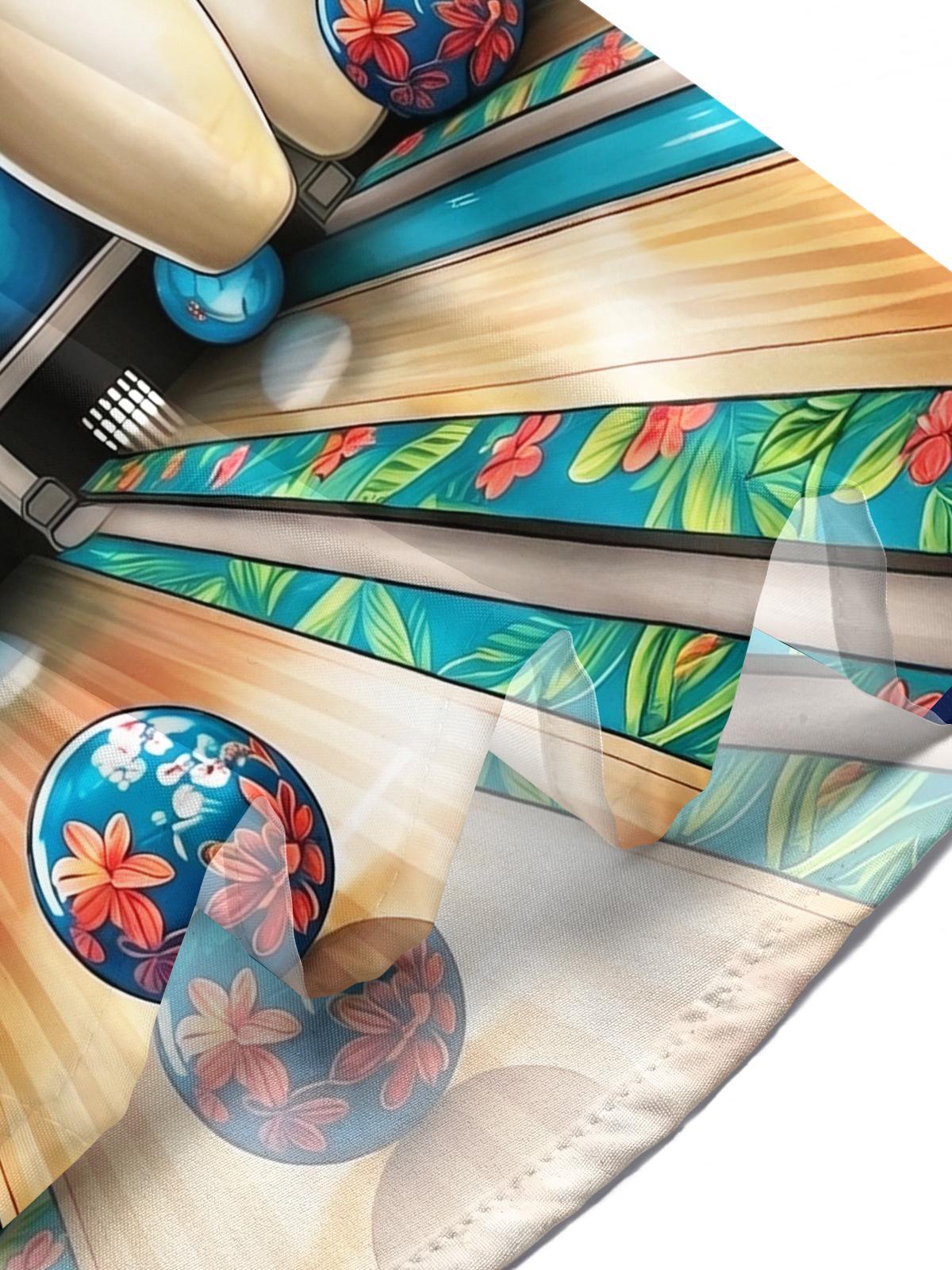 Hawaiian Tropical Floral Bowling Men's Pocket Short Sleeve Shirts
