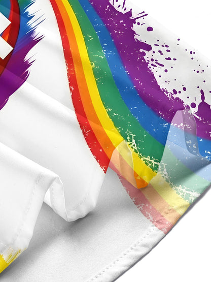 Pride Month Colorful Dragon Men's Pocket Short Sleeve Shirts