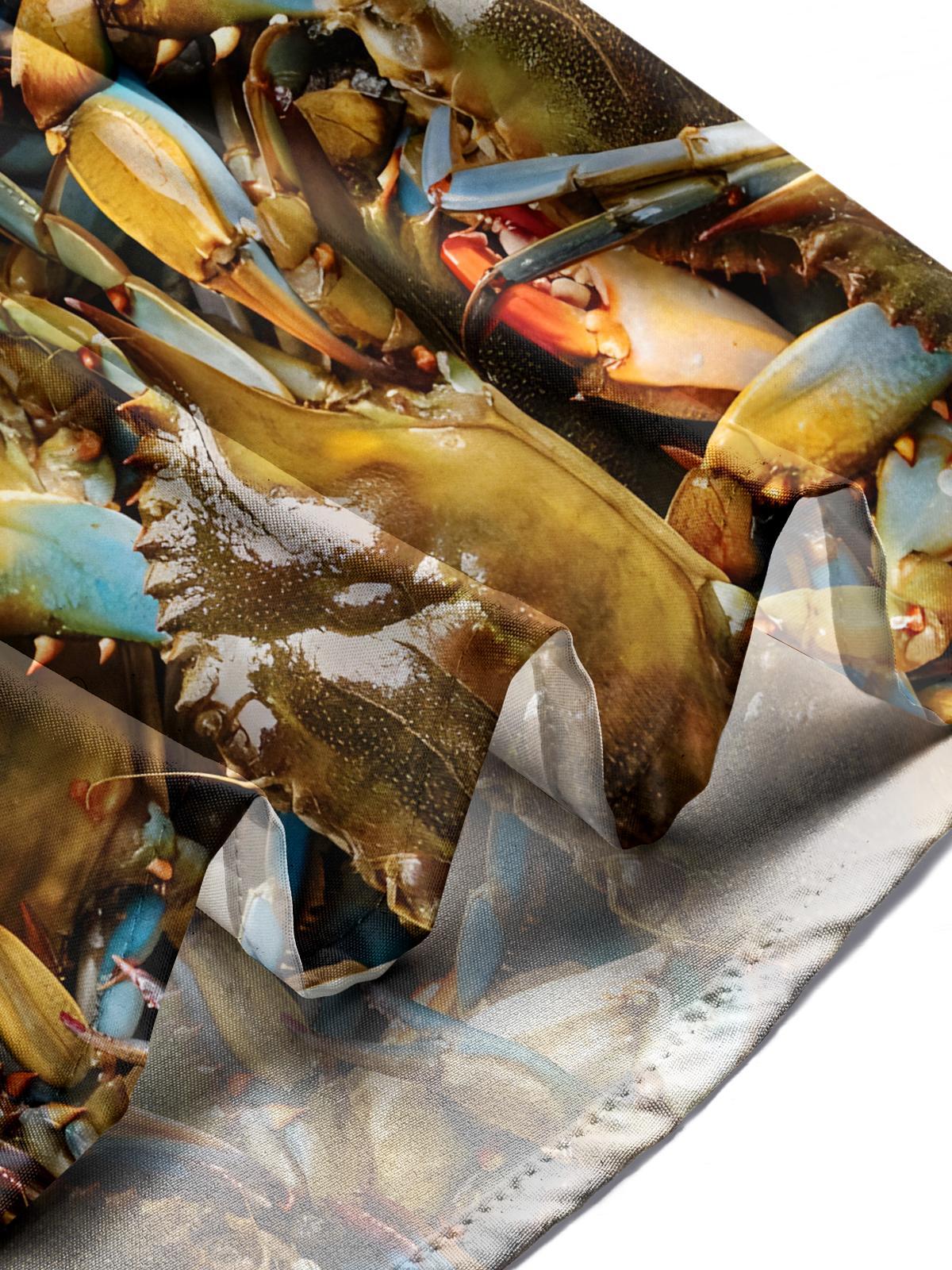 Seafood Crab Print Men's Pocket Short Sleeve Shirts