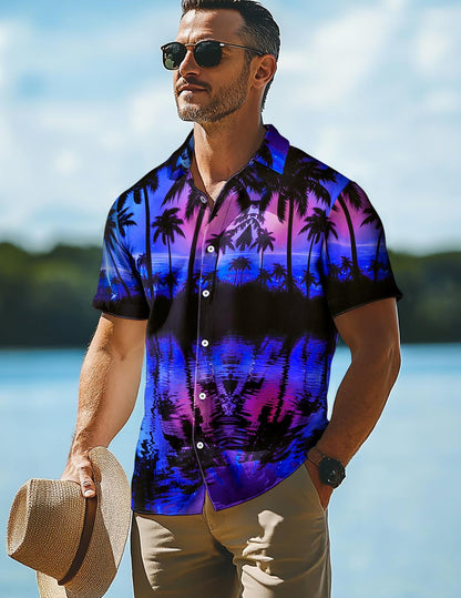 Hawaiian Shirt for Men Palm Tree Short Sleeve Button Down Beach Shirts Summer Tops for Party Dating Travel Vacation astounding
