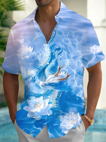 Dragon Lotus Men's Pocket Short Sleeve Shirts