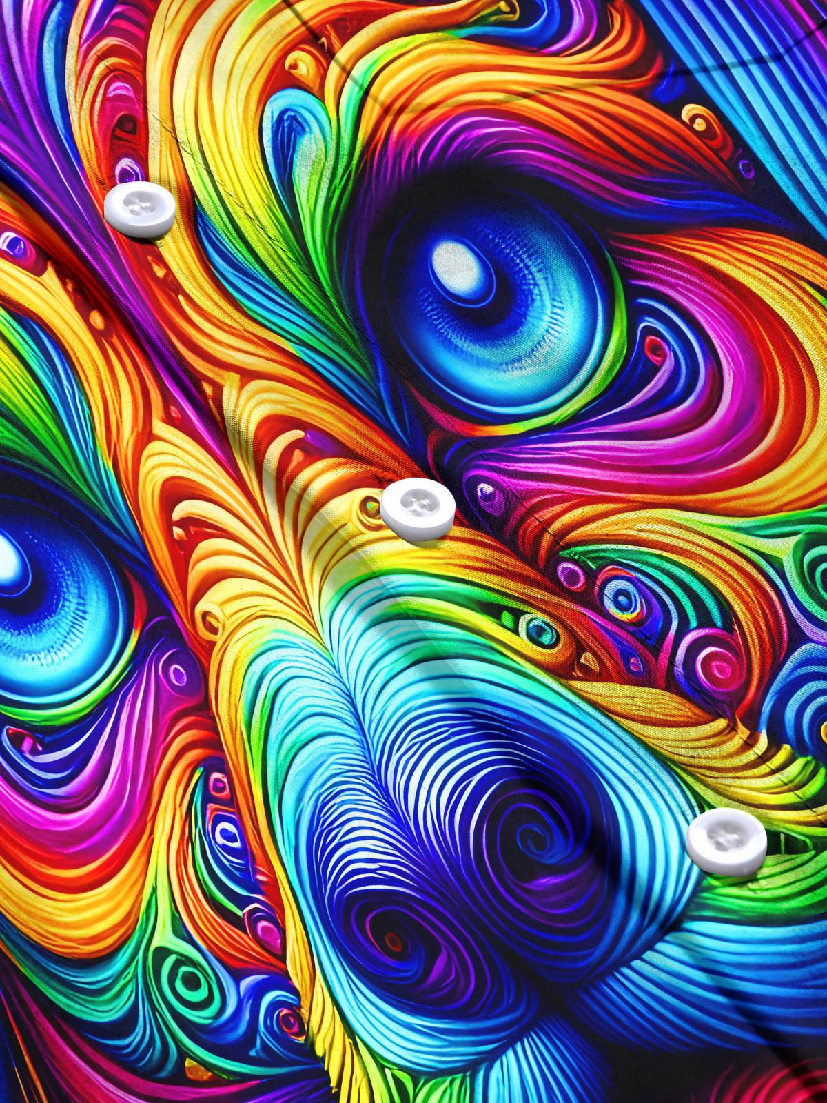 Colorful Puppy Swirl Men's Pocket Short Sleeve Shirts