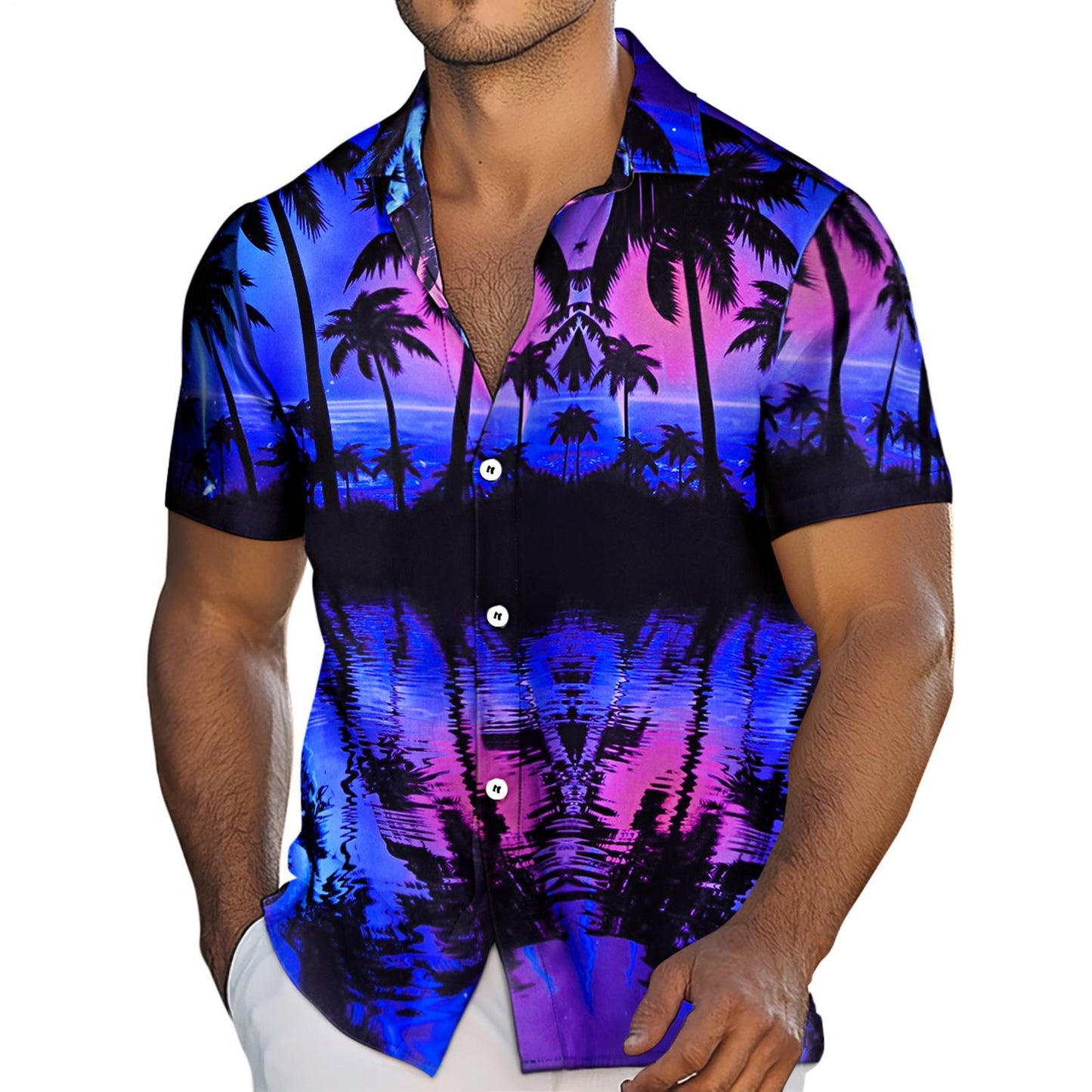 Hawaiian Shirt for Men Palm Tree Short Sleeve Button Down Beach Shirts Summer Tops for Party Dating Travel Vacation astounding