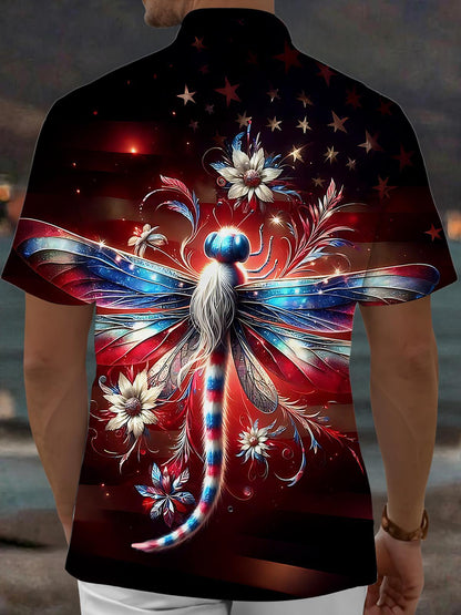 Independence Dragonfly Men's Pocket Short Sleeve Shirts