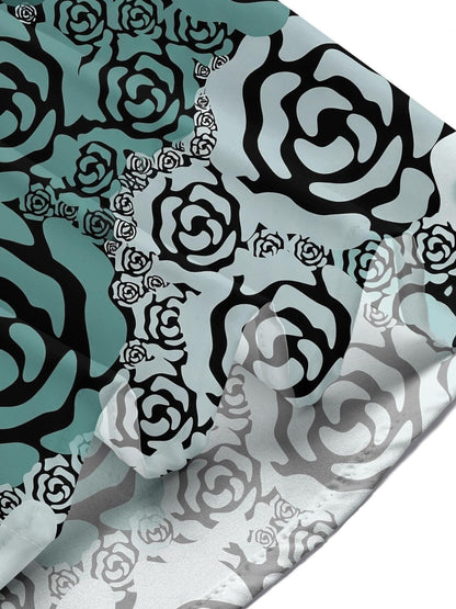 Dark Green Roses Men's Pocket Short Sleeve Shirts