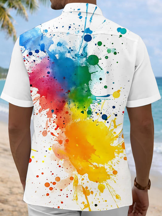 Abstract Splashed Ink Art Print Men's Pocket Short Sleeve Shirts