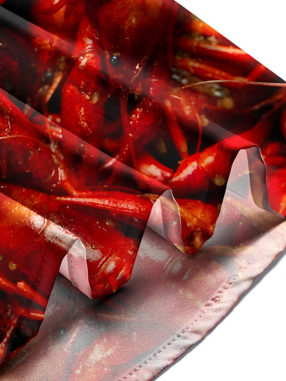 Crayfish Print Men's Pocket Short Sleeve Shirts