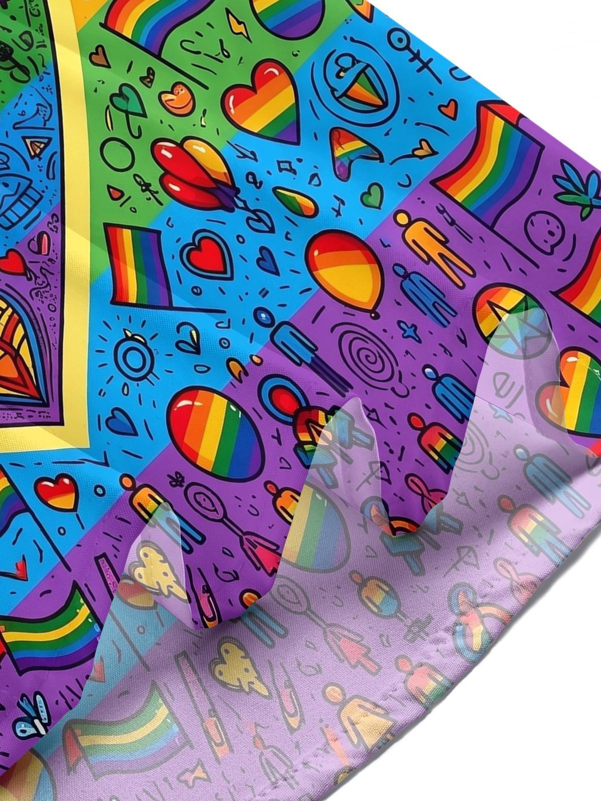 Pride Month Colorful Love Heart Graffiti Men's Pocket Short Sleeve Shirts